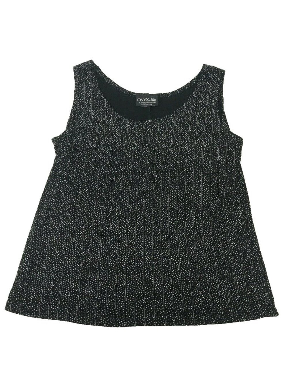 ONYX Nite By Wendye Chaitin Sparkle Knit Tank Top Blouse Black Made in USA Sz S